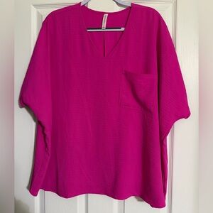 ZENANA V-Neck Dolman sleeve Women's Top-Size L (oversized)-EUC